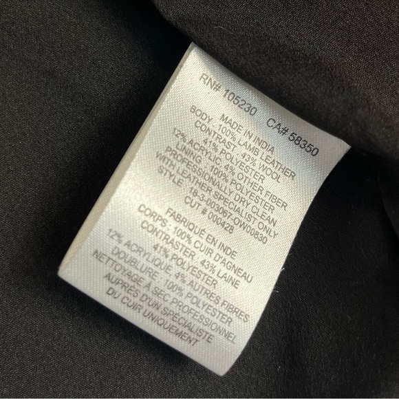 JOIE Morina Lambskin Leather Jacket Black Caviar Sz L Large Wool Moto Biker New - Picture 12 of 16